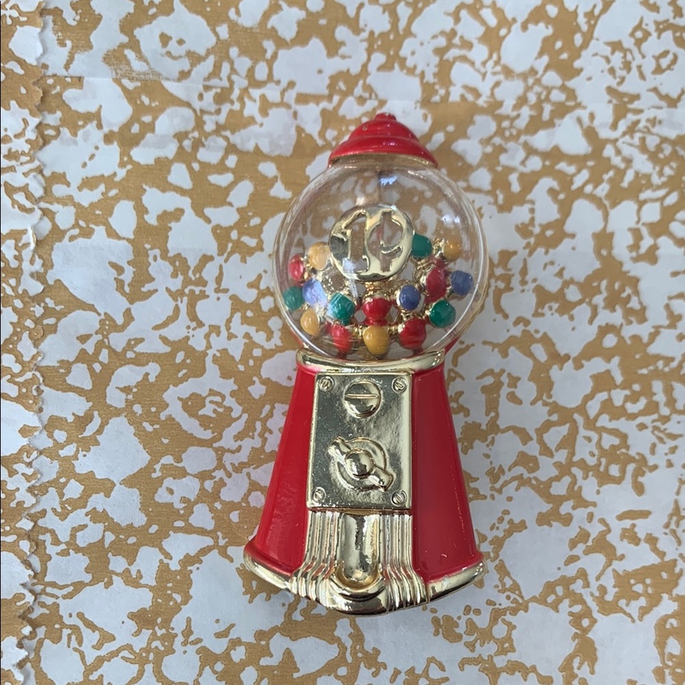 Vintage American Jewelry Company AJC Red Enamel Gumball Machine Brooch/Pin